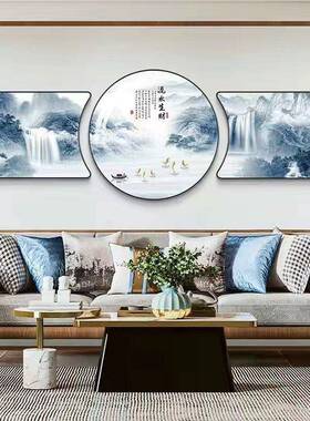 现代简约客厅装饰画沙发背景墙挂画抽象轻奢卧室壁画新中式三联画