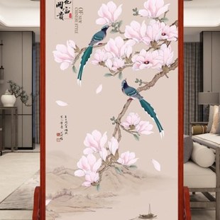 屏风隔断客厅遮挡进门玄关现代简约办公室双面布艺简易座屏 新中式