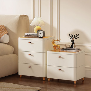 家用塑料床头柜现代简约卧室奶油风窄柜小型床边简易轻奢收纳柜子