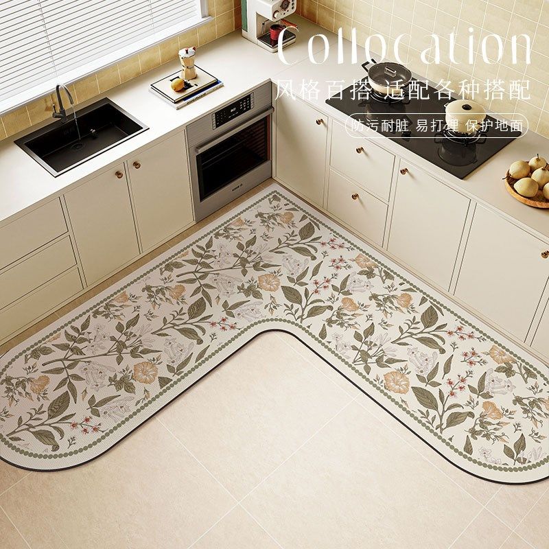 厨房地垫L型2025新款硅藻泥吸水吸油垫子防滑耐脏可擦免洗地毯垫,居家布艺,厨房地垫,淘宝优惠券,粉丝福利购,淘宝优惠卷