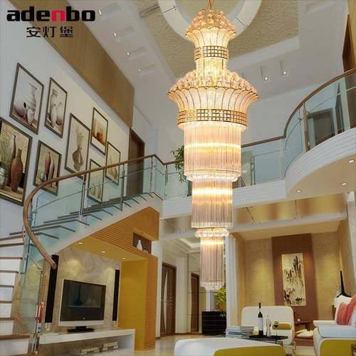 灯堡现代时尚复式楼梯别墅大厅圆形水晶灯饰大吊灯客厅灯具977