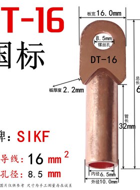 SIKF 铜线耳铜接线端子DT系列240平方电缆堵油接线鼻子闭口铜鼻子