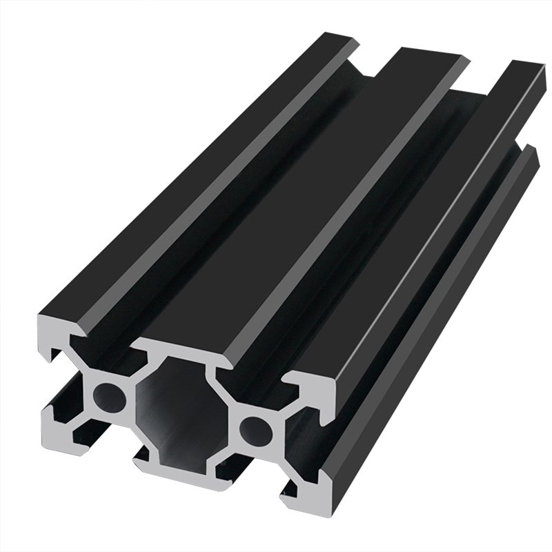 欧标2040V槽黑色铝型材 2040v-slotV槽铝打印机黑色氧化滑槽轨道