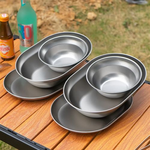 CLS户外304不锈钢汤盆露营自驾游便携家用椭圆形大汤盆厨房餐具