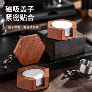 咖啡滤纸收纳盒圆形摩卡壶咖啡手柄粉碗滤纸盒二次分水网收纳防尘
