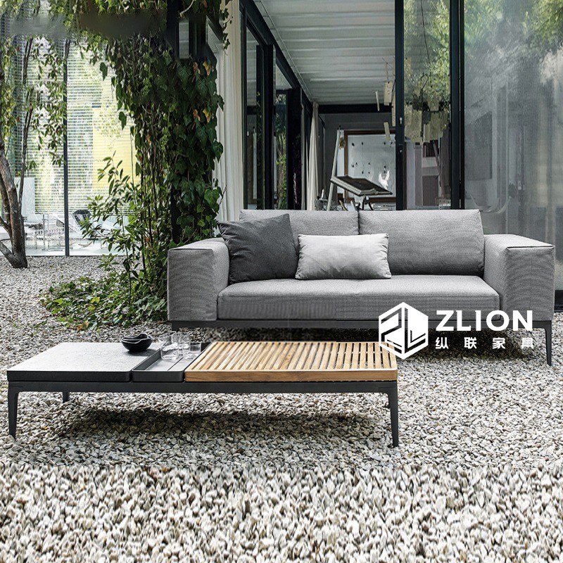 户外实木沙发庭院花园室外露天阳台茶几桌椅 铝合金家具 设计师款