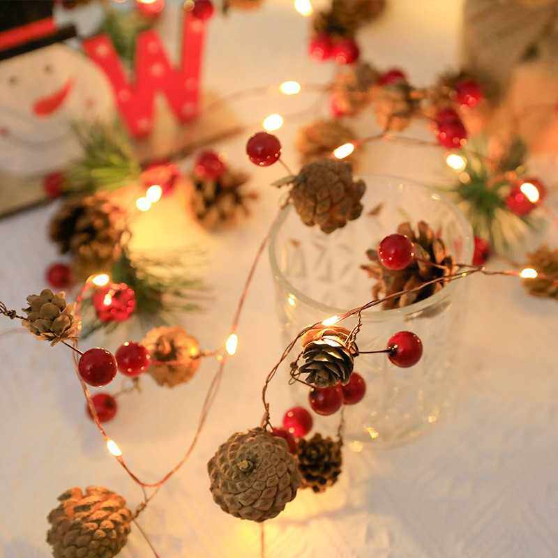 松果灯串小桑果铜线灯创意闪灯串圣诞节庭院装饰LED灯串节能