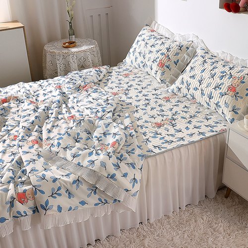 乳胶凉席床裙三四件套夏季双人家用E床笠可水洗折叠单人凉感丝席