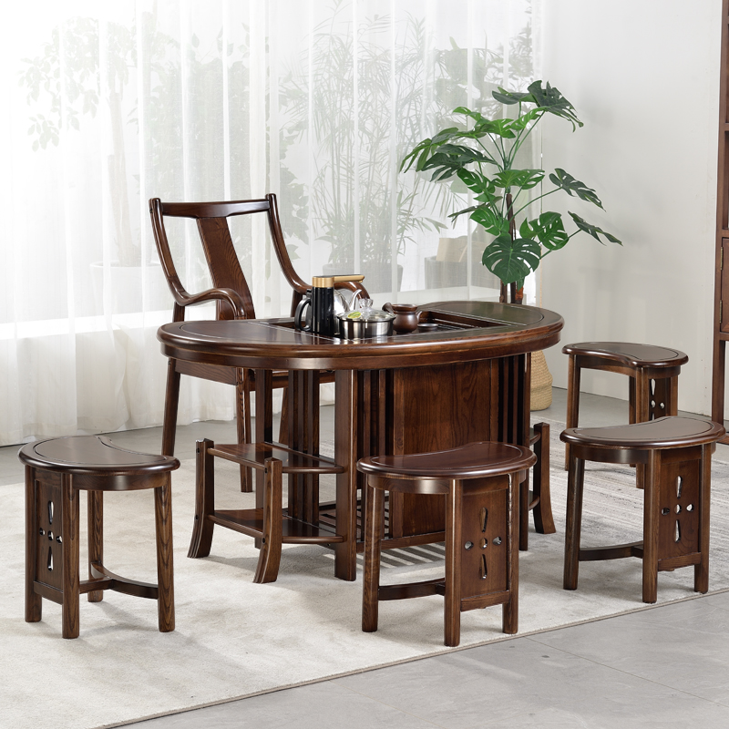 茶台实木功夫茶桌茶n具套装一体办公室阳台家用客厅中式茶桌椅组