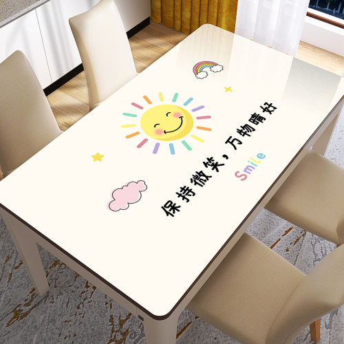 婴儿奶嘴级软玻璃客厅餐桌桌布防水防烫防K油新款隔热加厚方形简