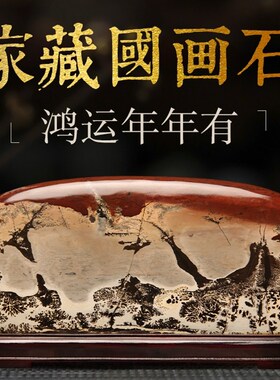 广西国画石原石天k然草花石原生态奇石客厅镇宅靠山石礼品石头摆