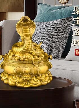 铜蛇摆件黄铜十二生肖蛇本命年2025年巳L蛇如意蛇家居书柜工艺品