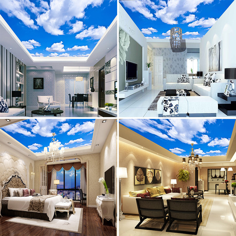 蓝天白云b壁布天空悬吊式天花板壁纸天花板夜色星空壁画客厅沙发,家居饰品,软装墙贴,淘宝优惠券,粉丝福利购,淘宝优惠卷