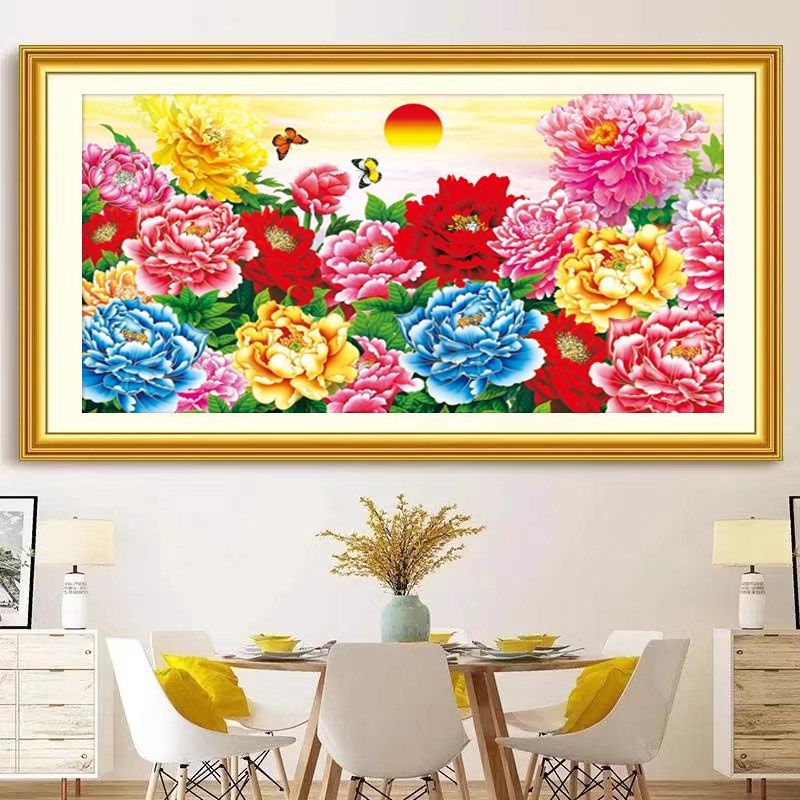 花开富贵牡丹花2025新r款5d水晶钻石画满钻点钻贴钻十字绣客厅砖