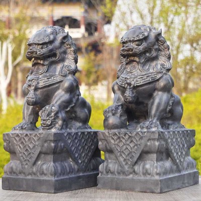 石狮子摆件一对j看门镇宅家用门口墓前小号桌面石雕石头青石小狮