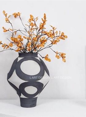 优选L ART 米白色陶瓷摆件侘寂花器花瓶饰品摆件民宿样板房