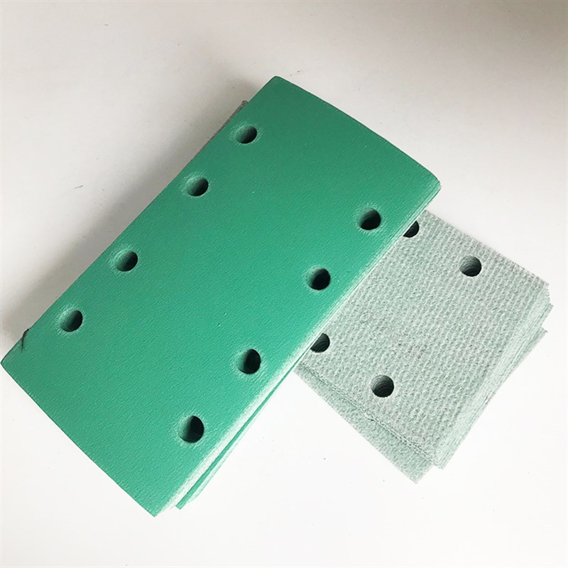 优选长方形8孔绿色干磨砂纸 汽车腻子工业家具打磨吸尘抛光植绒砂
