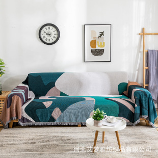 优选懒人日系沙发盖布高级防滑全包复古民宿绿色双人沙发罩沙发巾