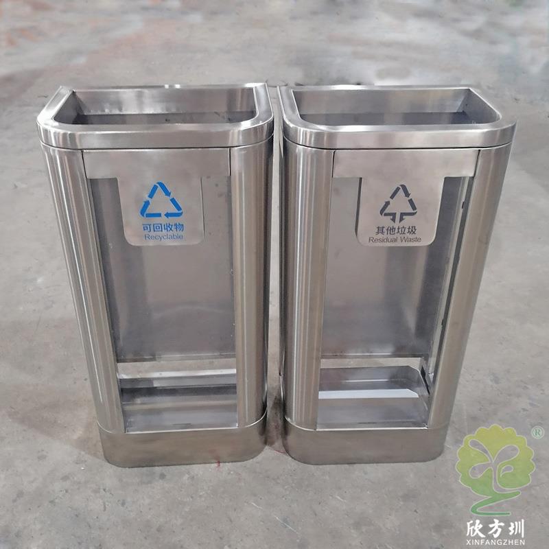 山东轨道交通地铁站防爆透明亚克力板钢化玻璃分类不锈钢垃圾桶