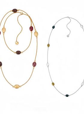 新款珐琅石榴石串珠项链