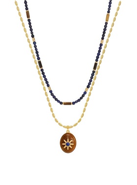 莫图蓝调复古青金石木质锁骨链