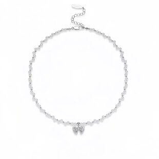 【新款】宋昕冉/沈月/何浩楠同款梦蝶珍珠项链精致简约锁骨链女