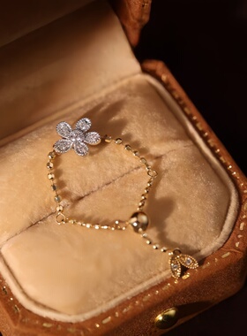 新款双色小花抽拉戒可调节