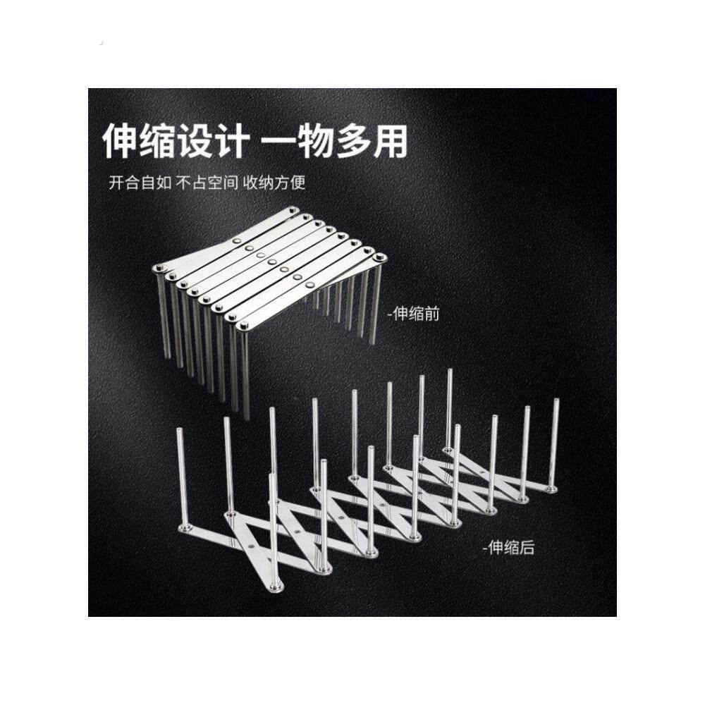 不锈钢伸缩架折叠碗盘收纳架沥水架厨房置物架多功能锅盖收纳蒸架