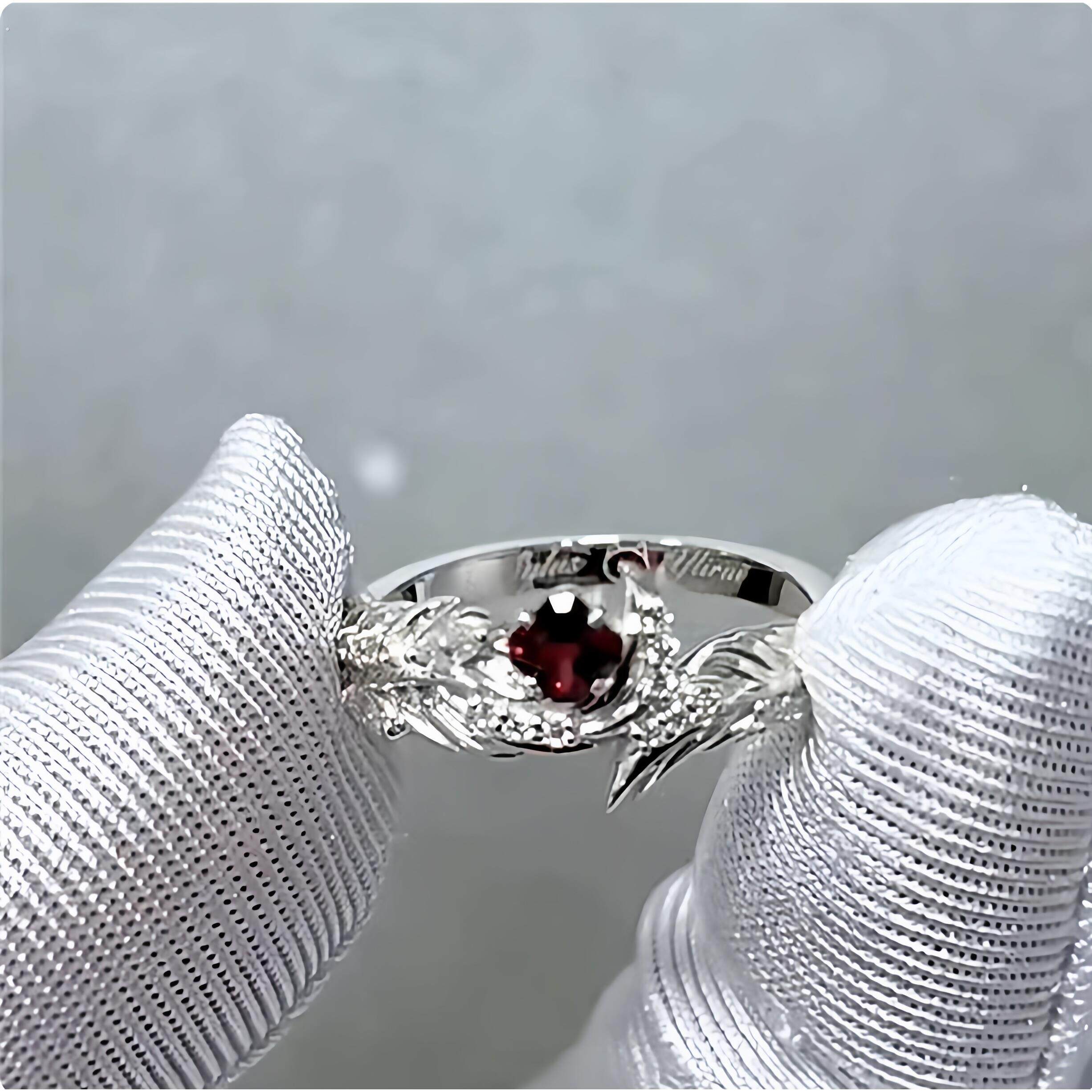 恋与衍生同款深空秦彻灵羽相契羽毛婚戒浪漫轻奢公主方红宝石戒指