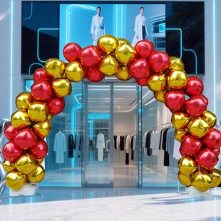 2026新款高档开业氛围布置铝膜气球拱门超商店庆气球布置场景装饰