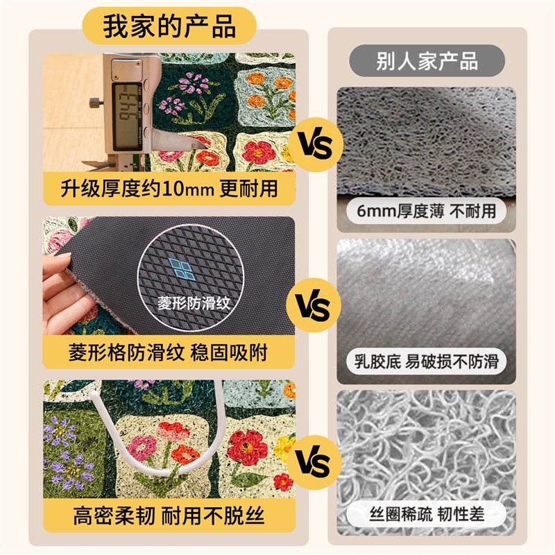 高级感入户门地垫丝圈进门脚垫子刮泥蹭土地毯门口防滑门垫可裁剪,居家布艺,入户地垫,淘宝优惠券,粉丝福利购,淘宝优惠卷
