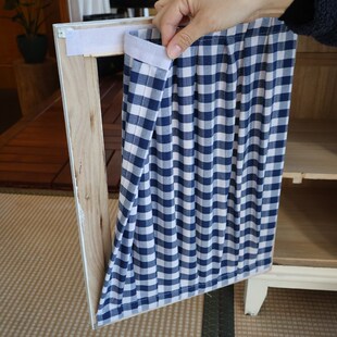 玻璃柜门遮挡纱帘魔术贴厨房窗户复古格子遮丑窗帘杂物衣柜绷纱帘