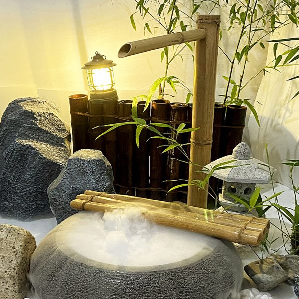 竹流水摆件循环水水钵盆造景观排泵石槽缸过滤器户外庭院摆件惊鹿