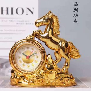 复古怀旧客厅家用钟表桌面小摆件马到功成寓意 闹钟办公创意欧式