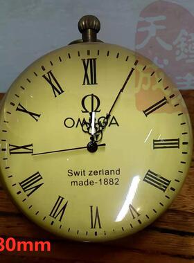 纯铜老式上发条玻璃水晶球机械座表直径506080100mm罗马字盘道具