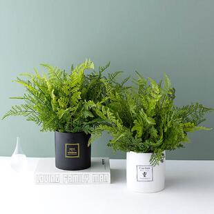北欧现代极简约户外森林系仿真植物绿植花草盆景花瓶套装 盆摆件