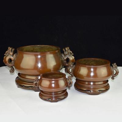 铜香炉纯手工龙耳炉家用居室檀香盘塔熏香炉线香失蜡铸造纯铜香炉