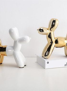 ins北欧风现代简约镀金陶瓷气球狗存钱罐创意客厅房间装饰品摆件
