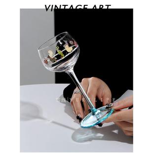 vintage玻璃红酒杯高脚杯子 中古法式 雪浅中古玻璃店 羊驼娃娃杯