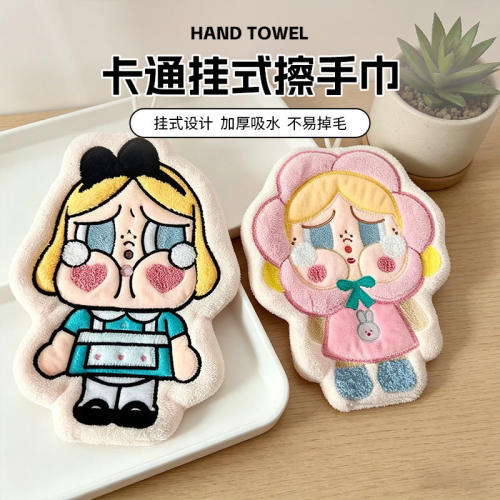 可爱挂式擦手巾卡通哭娃爱丽丝卫生间厨房吸水加厚不掉毛手帕毛巾