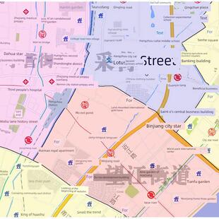 上城区地图1.15m杭州市家用折叠高清办公室书房装饰画墙贴