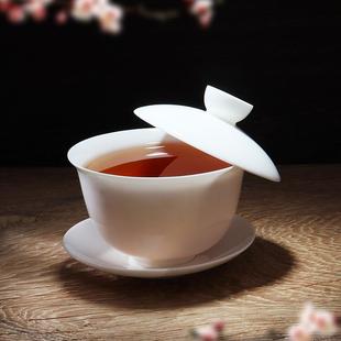耐高温盖碗骨瓷家用高白瓷功夫茶具陶瓷悬停杯子高档薄胎三才套餐