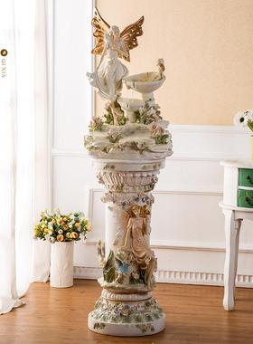 流水喷泉欧式摆件客厅落地大型家居装饰品摆设电视柜旁边创意轻奢