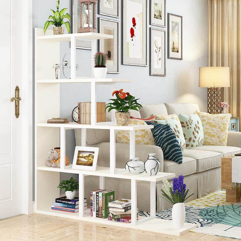 简约现代书架书柜客厅隔断装饰屏风展示架多层花架钢木置物架落地