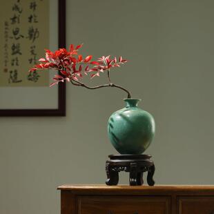 禅意陶瓷花瓶宋式美学高级感彷真插花新中式酒店民宿桌面装饰摆饰