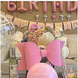 蝴蝶结装饰墙上ins粉色少女心立体超大卧室房间结婚门上布置墙贴