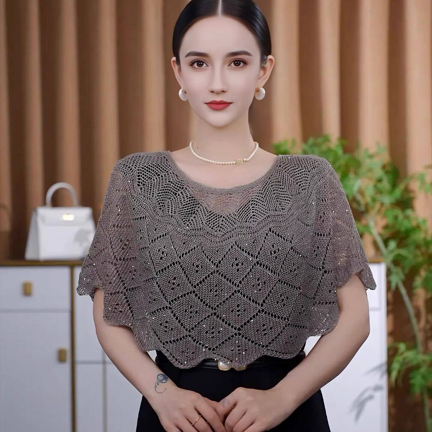 网红斗篷防晒套头针织披肩女春夏
