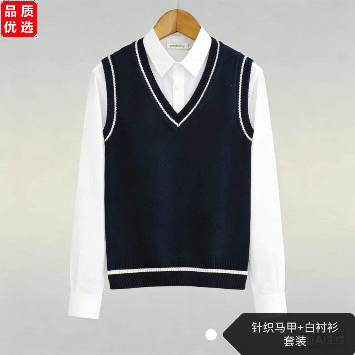 瓦房店中小学针织马甲+白