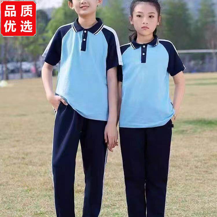 校服套装中学生韩版短袖t恤学院风裤子小学初中高中生运动会班服