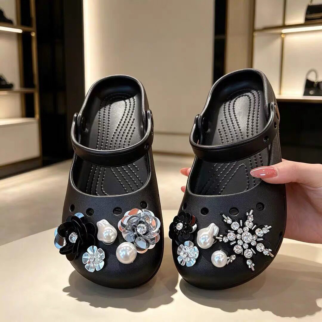 网红爆款带钻芭蕾洞洞鞋2026女